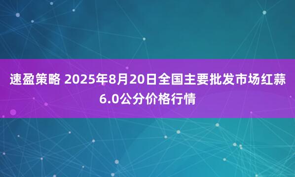 速盈策略 2025年8月20日全国主要批发市场红蒜6.0公分价格行情