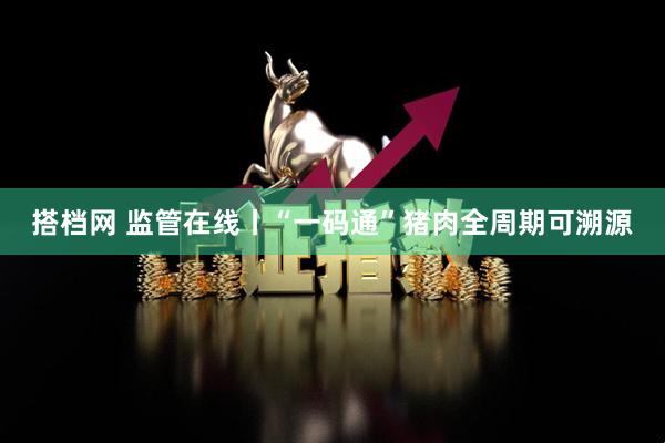 搭档网 监管在线丨“一码通”猪肉全周期可溯源