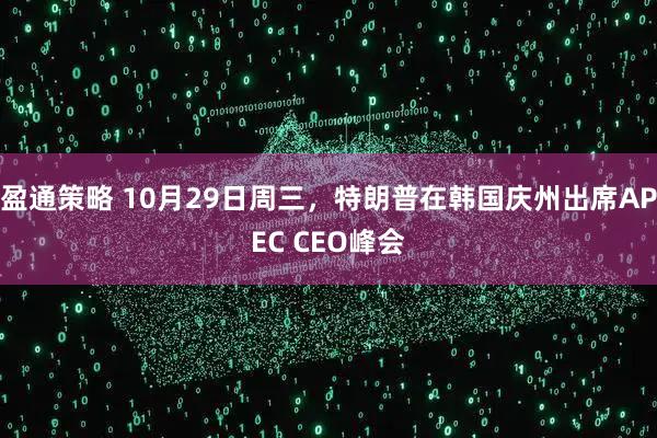 盈通策略 10月29日周三，特朗普在韩国庆州出席APEC CEO峰会